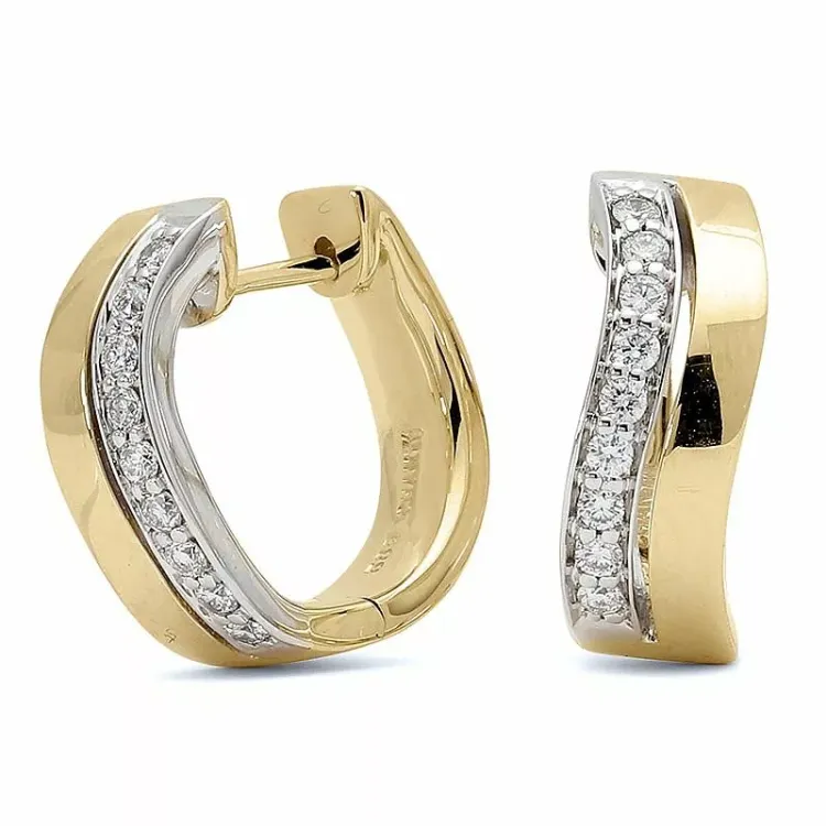 diamant creoler i 14 karat guld og hvidguld med diamant