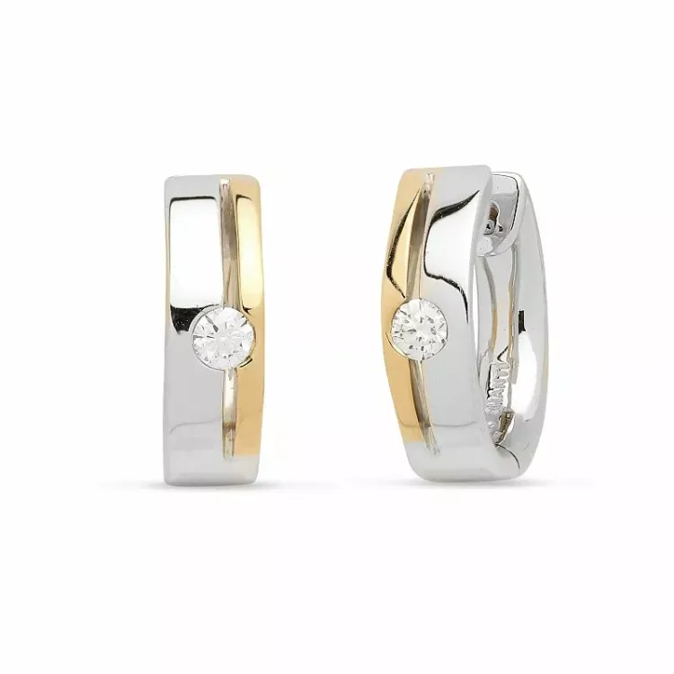 14 mm diamant creoler i 14 karat guld og hvidguld med diamanter