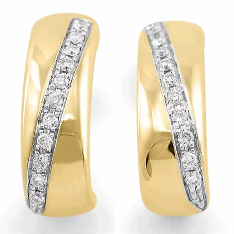 firkantet diamant halvcreoler i 14 karat guld med rhodium med diamant