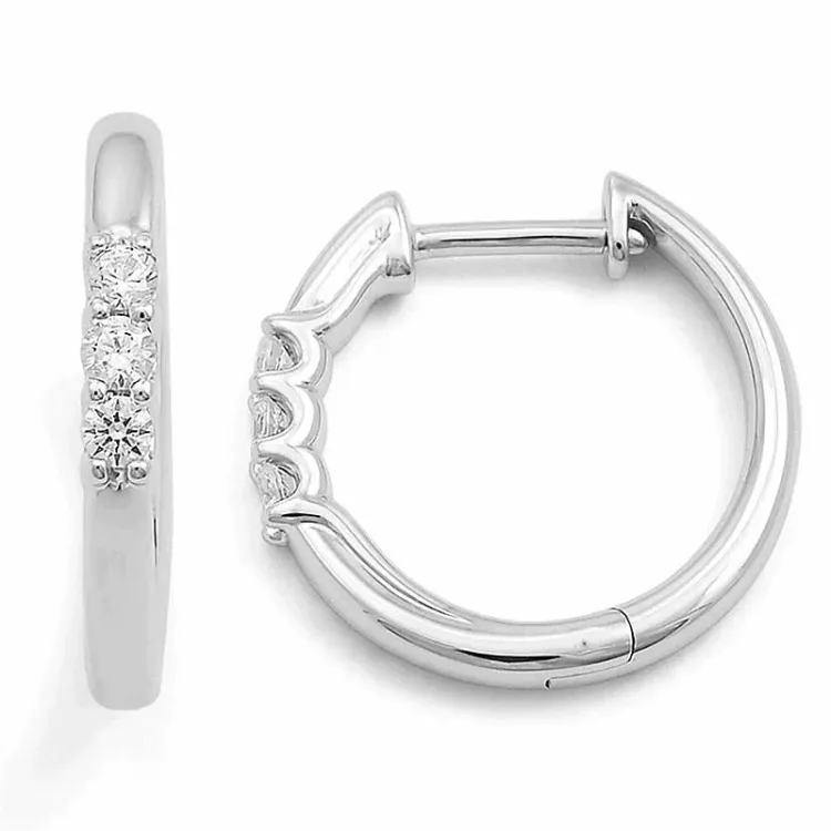 16 mm diamant creoler i 14 karat hvidguld med diamant