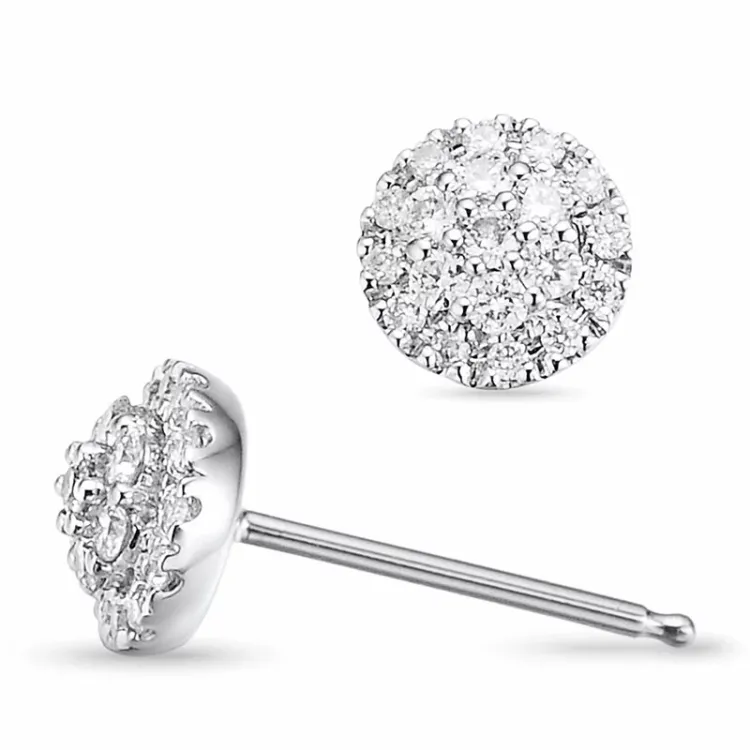 runde hvide diamant diamantøreringe i 14 karat hvidguld med diamant