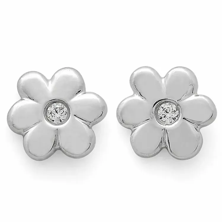 blomster diamantøreringe i 14 karat hvidguld med diamant