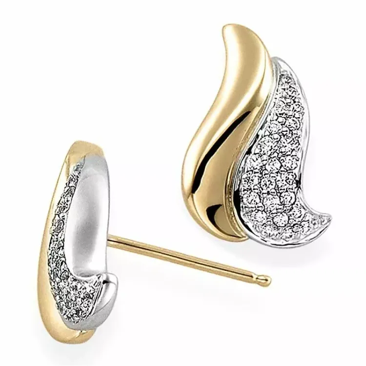 Diamant diamantøreringe i 14 karat guld og hvidguld med diamanter 