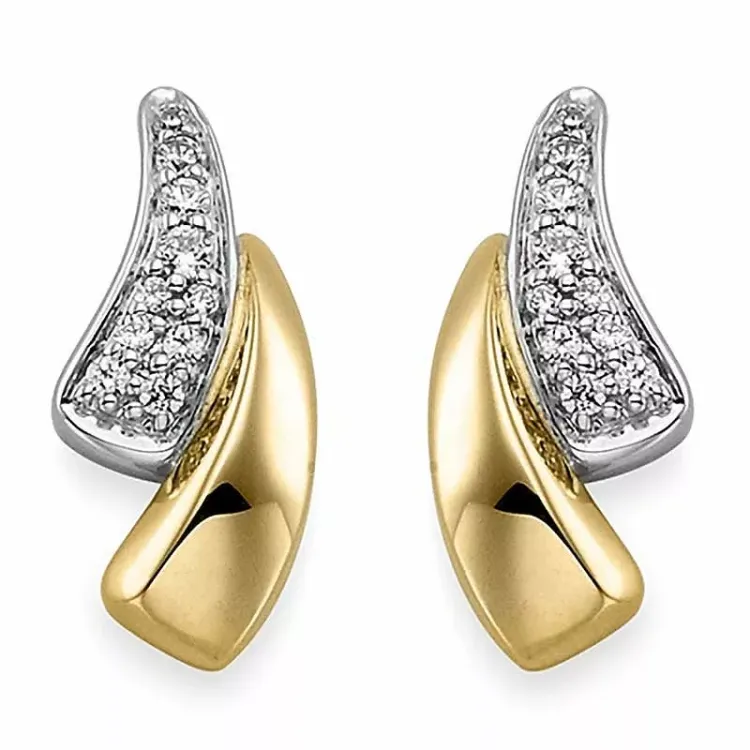 Diamant øreringe i 14 karat guld og hvidguld med diamanter