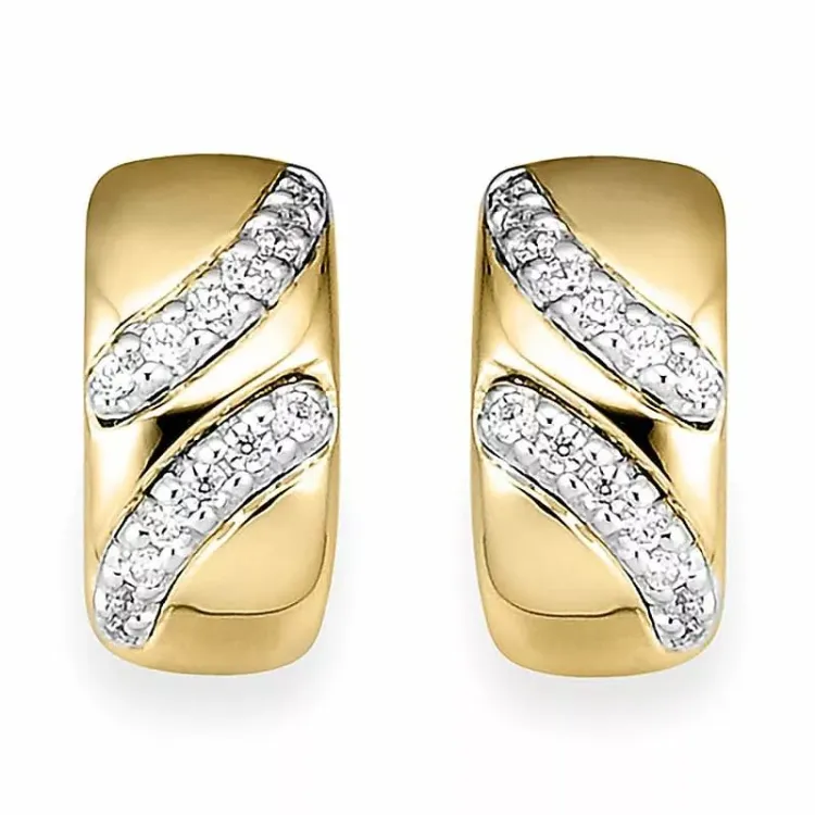 Diamant halvcreoler i 14 karat guld og hvidguld med diamanter