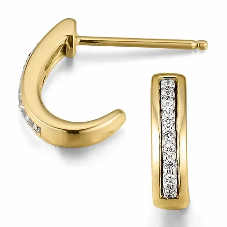 12 mm hvide diamant halvcreoler i 14 karat guld med diamanter