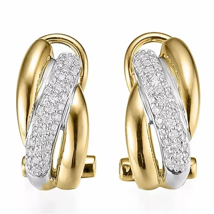 diamant øreringe i 14 karat guld og hvidguld med diamant