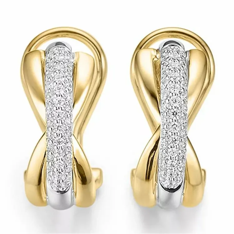 diamant øreringe i 14 karat guld og hvidguld med diamant 