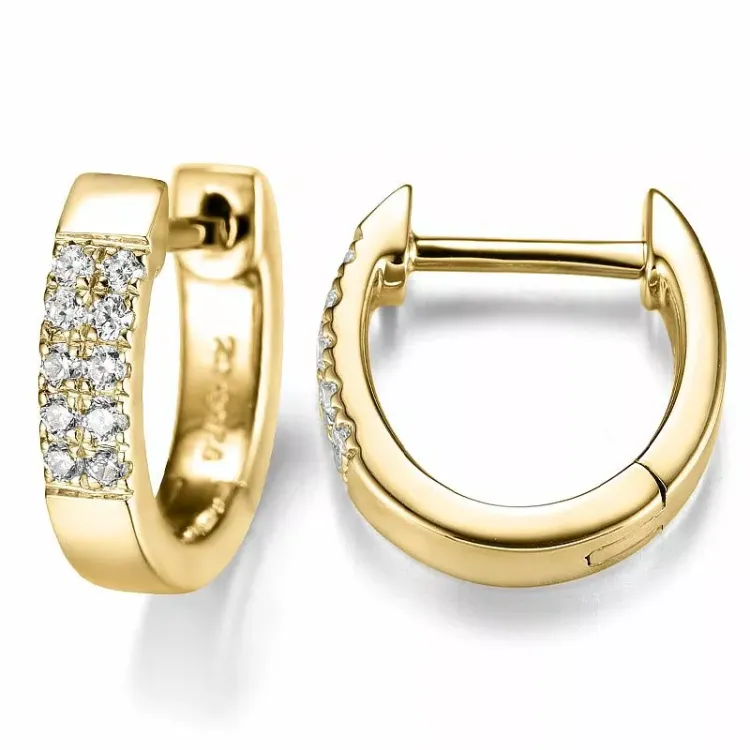 12 mm diamant creoler i 14 karat guld med diamant
