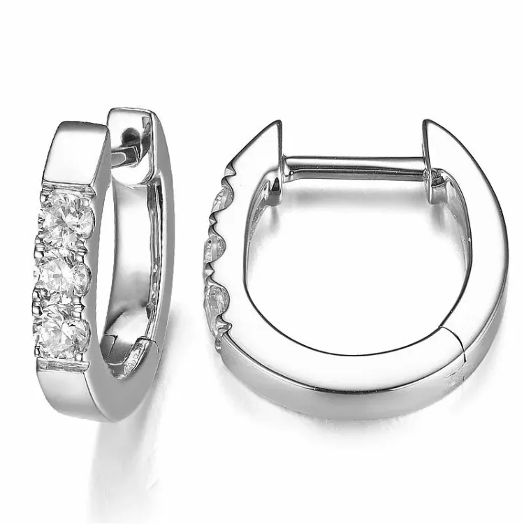 12,5 mm diamant creoler i 14 karat hvidguld med diamant