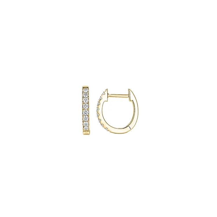 13 mm diamant creoler i 14 karat guld med diamant 