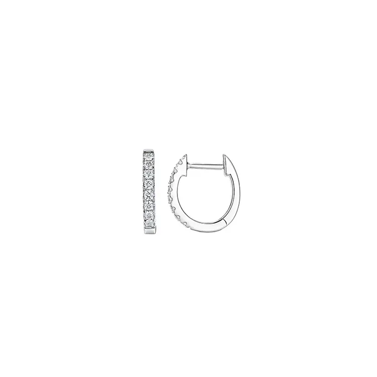 diamant creoler i 14 karat hvidguld med diamant