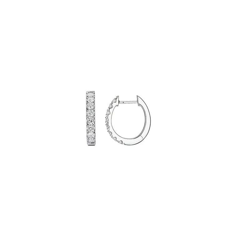 15 mm diamant creoler i 14 karat hvidguld med diamant