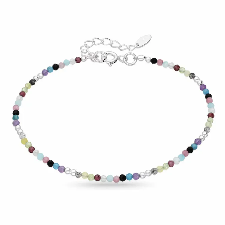 multifarvet armbånd i sølv 16 + 2 cm x 2,3 mm