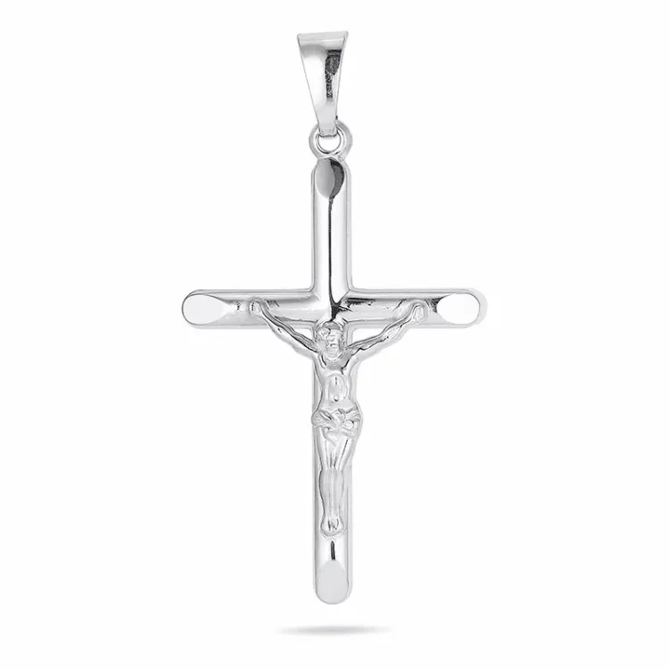 30 x 18 MM kors med jesus vedhæng i sølv