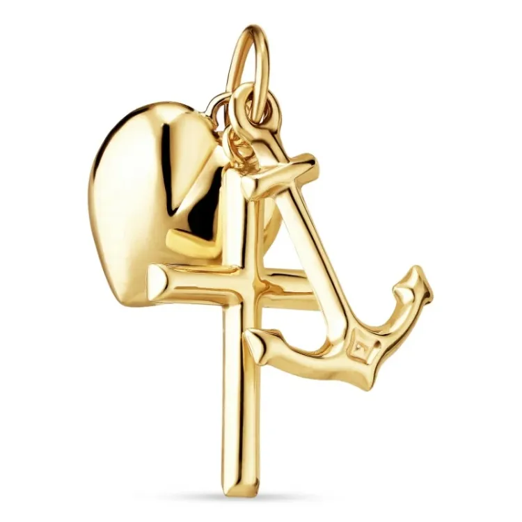 ægte tro-håb-kærlighed vedhæng i 9 karat guld - Amoré