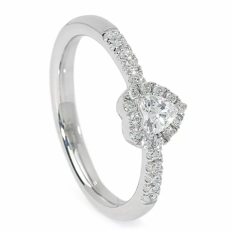 hjerte zirkon ring i 9 karat hvidguld