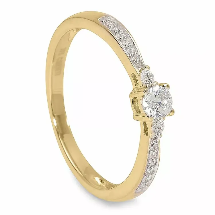 Smal hvid zirkon ring i 9 karat guld med rhodium