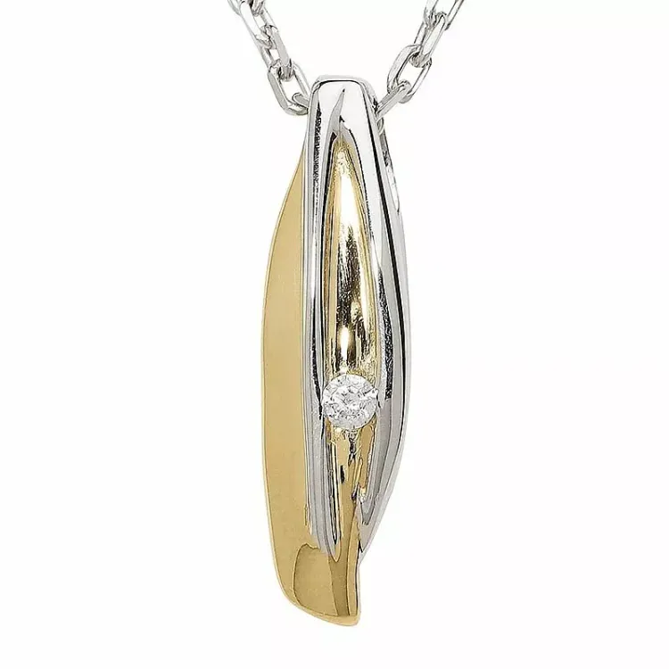 Abstrakt zirkon vedhæng i 9 karat guld med rhodium