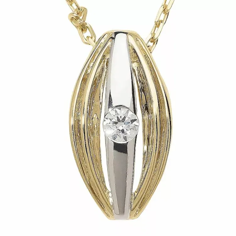 hvid zirkon vedhæng i 9 karat guld med rhodium