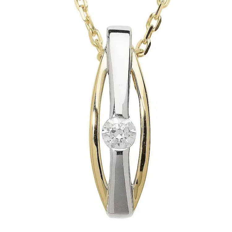 zirkon guld vedhæng i 9 karat guld med rhodium
