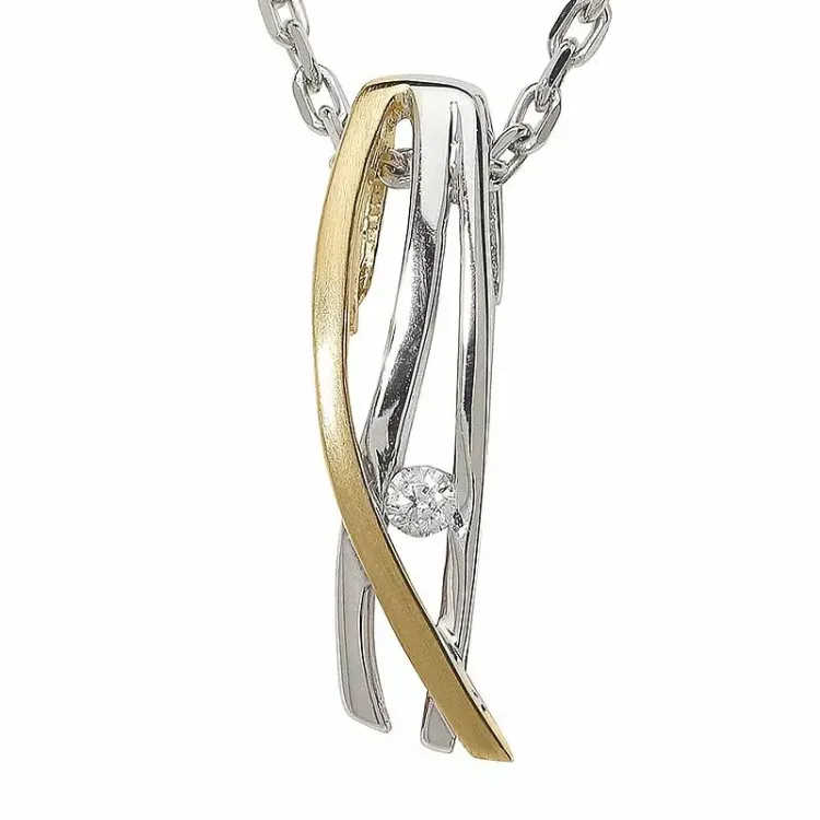 Blank zirkon guld vedhæng i 9 karat guld med rhodium