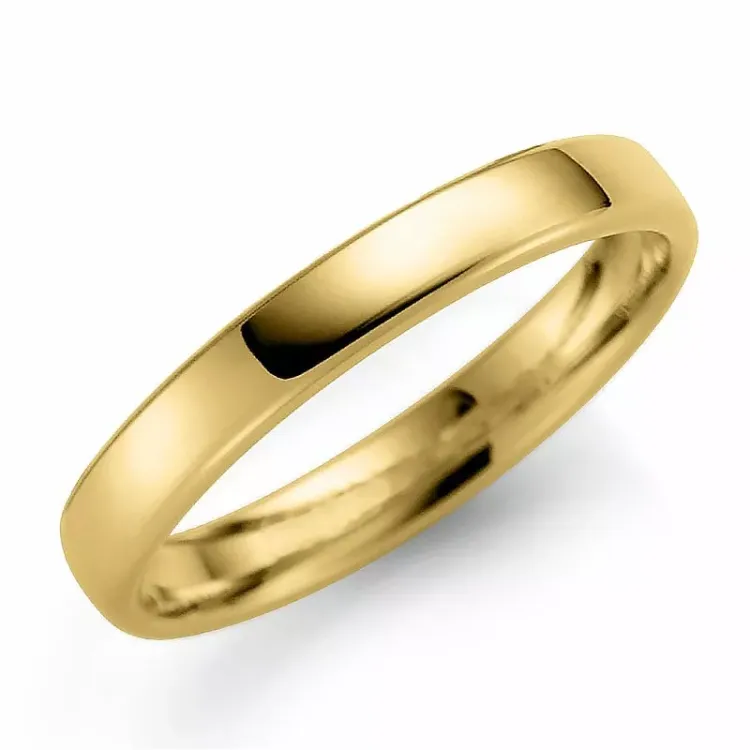 glat 3 mm vielsesring i 14 karat guld