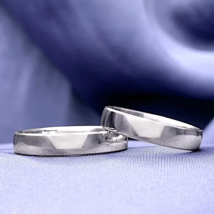 4 mm vielsesringe i 9 karat hvidguld - sæt
