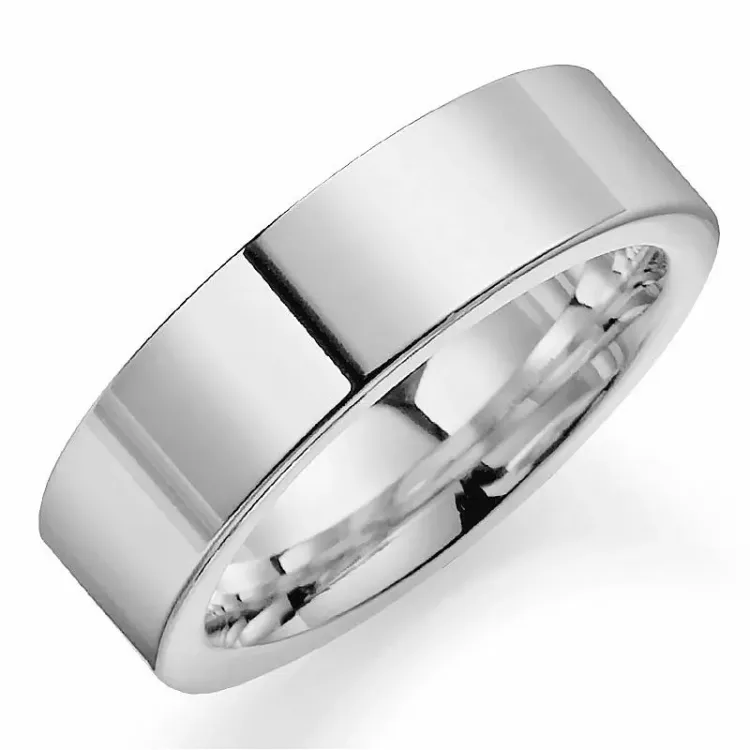 Bred 7 mm vielsesring i 14 karat hvidguld