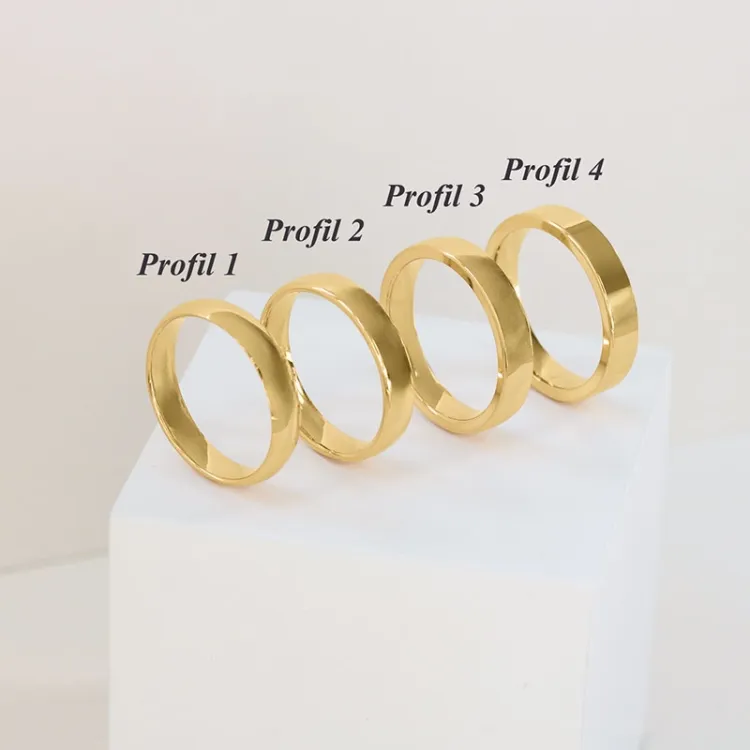 4 og 3 mm vielsesringe i 14 karat guld 0,02 ct - sæt