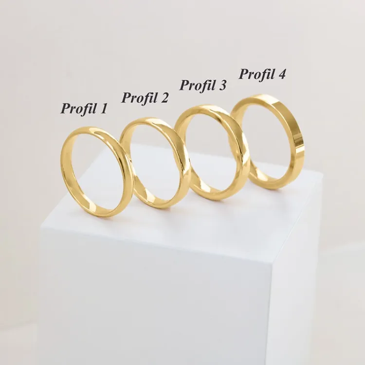 4 og 3 mm vielsesringe i 14 karat guld 0,02 ct - sæt