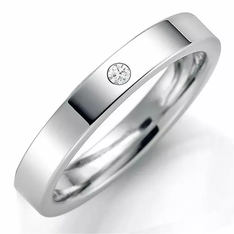 5 mm vielsesring i 14 karat hvidguld 0,03 ct