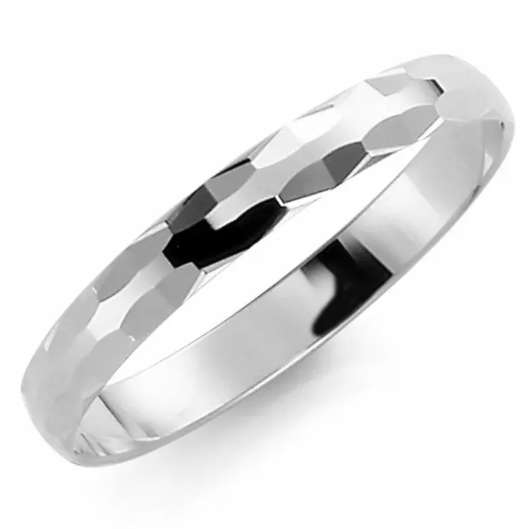 Smal 3 mm vielsesring i 9 karat hvidguld