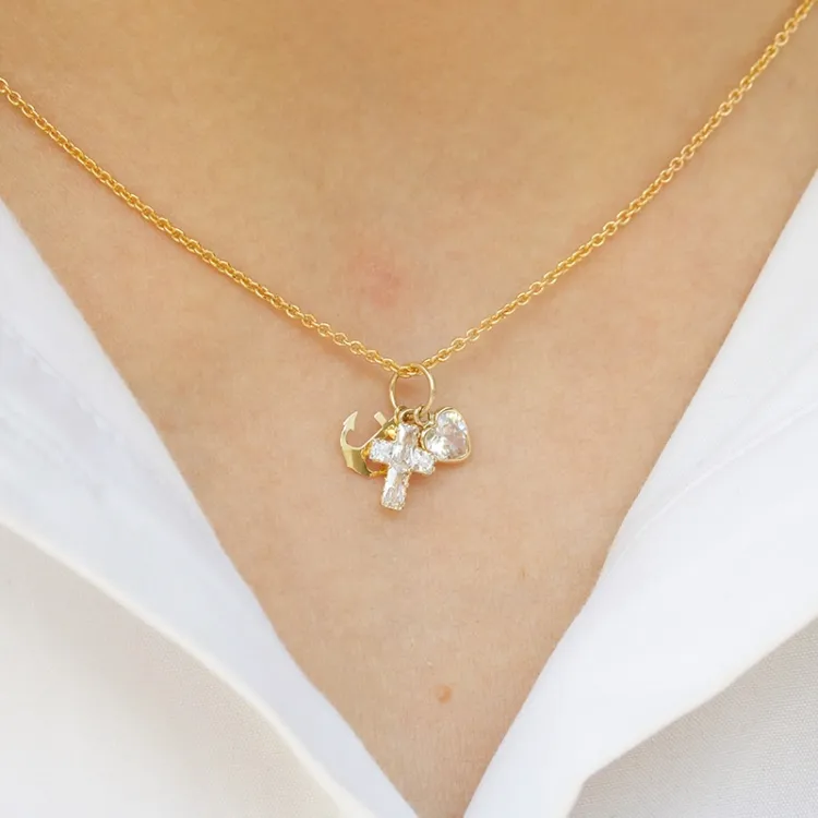 tro-håb-kærlighed zirkon vedhæng i 9 karat guld - Amoré