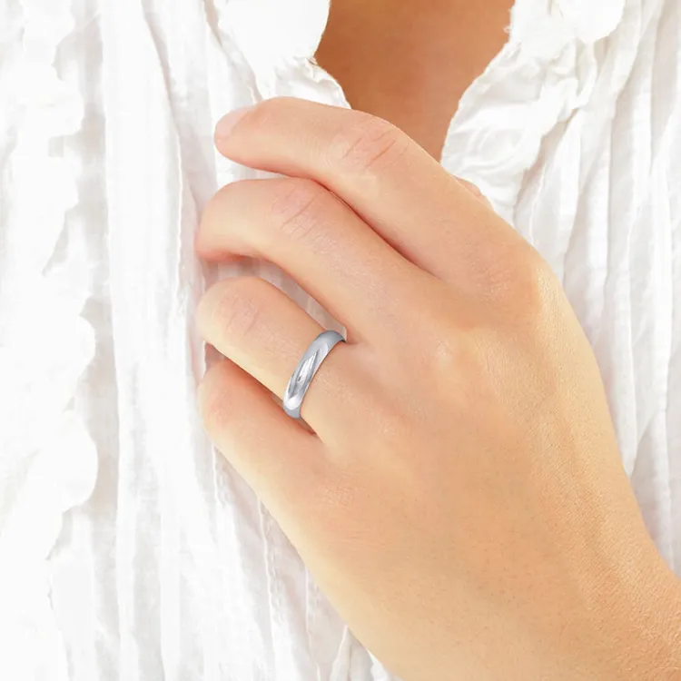 4 mm vielsesring i 14 karat hvidguld