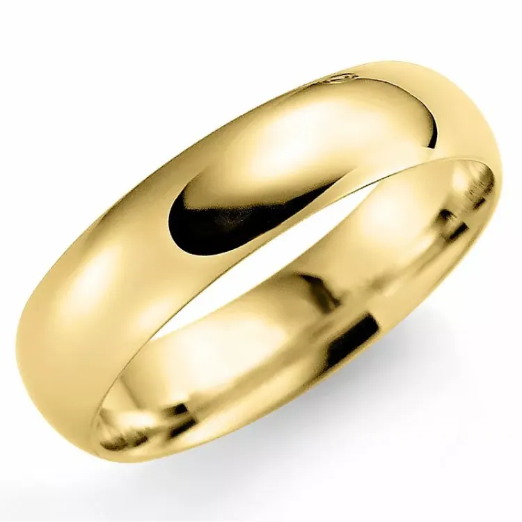 bred 6 mm vielsesring i 14 karat guld