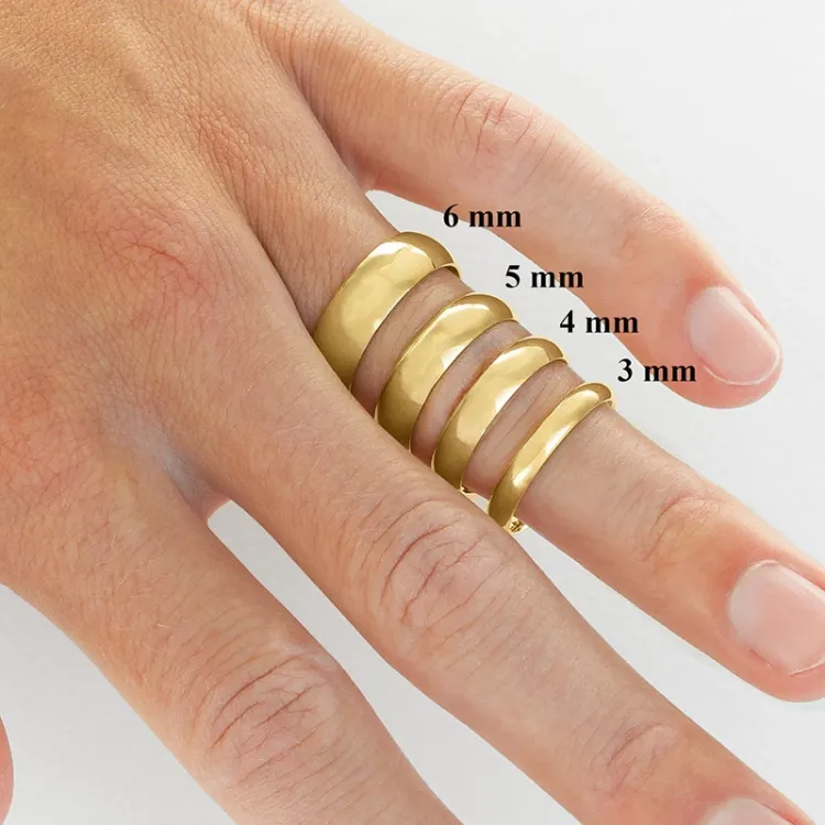 bred 6 mm vielsesring i 14 karat guld