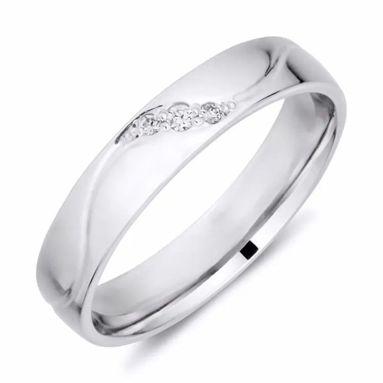 4 mm diamant vielsesring i 9 karat hvidguld 0,008 ct og 0,015 ct