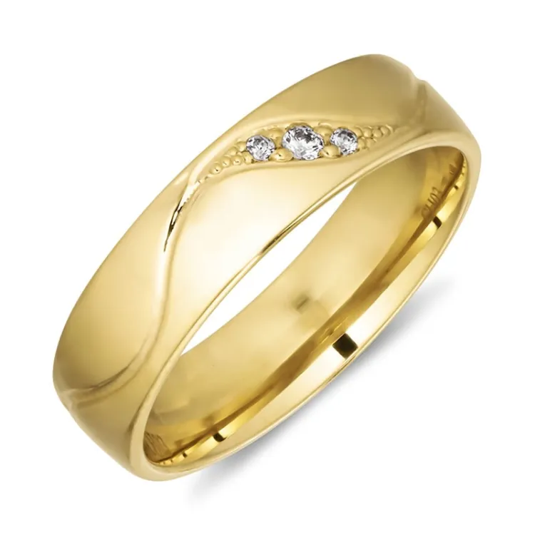 5 mm vielsesring i 14 karat guld 0,008 ct og 0,02 ct