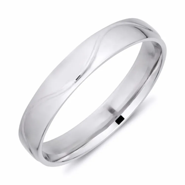 4 mm vielsesring i 14 karat hvidguld