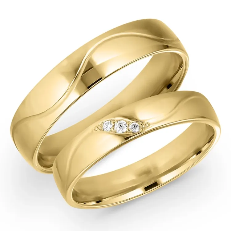 5 og 4 mm diamant vielsesringe i 9 karat guld 0,008 ct og 0,015 ct ct - sæt