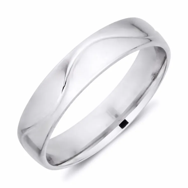 5 mm vielsesring i 9 karat hvidguld
