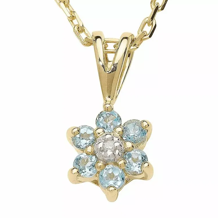 ægte blomster diamant vedhæng i 9 karat guld 0,005 ct