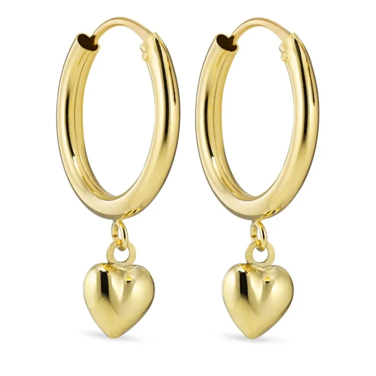 hjerte øreringe i 9 karat guld - Gold Collection