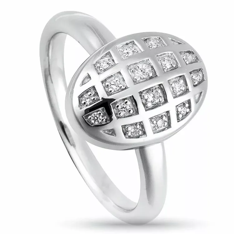 oval zirkon sølv ring i sølv