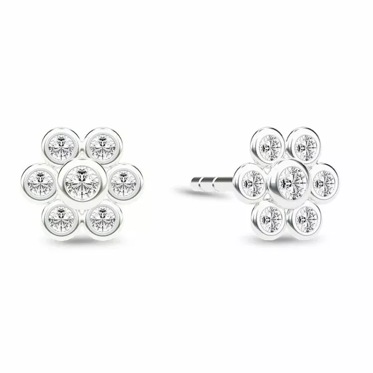 Spinning Beauty earring blomst øreringe i sølv hvid zirkon