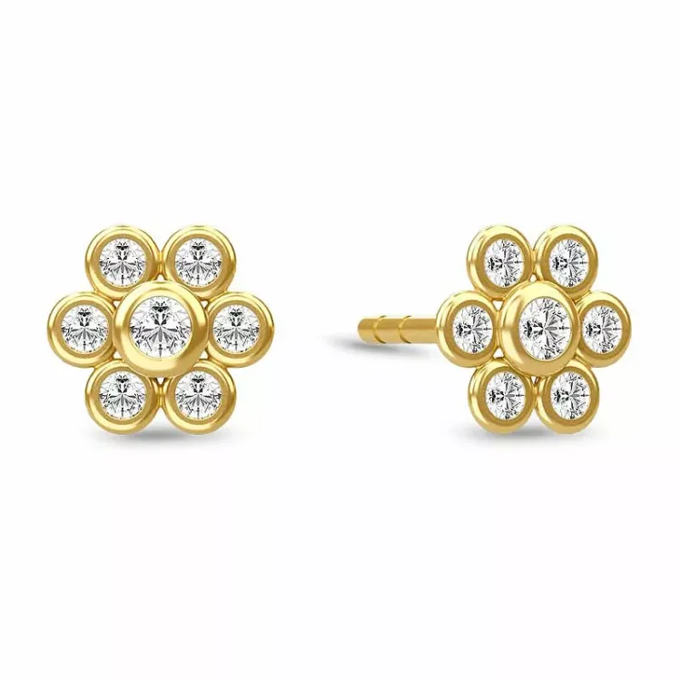 Spinning Beauty earring blomst øreringe i forgyldt sølv hvid zirkon