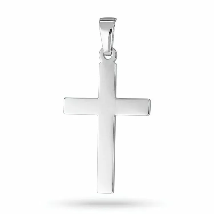 12 x 18 mm kors vedhæng i rhodineret sølv - Amoré