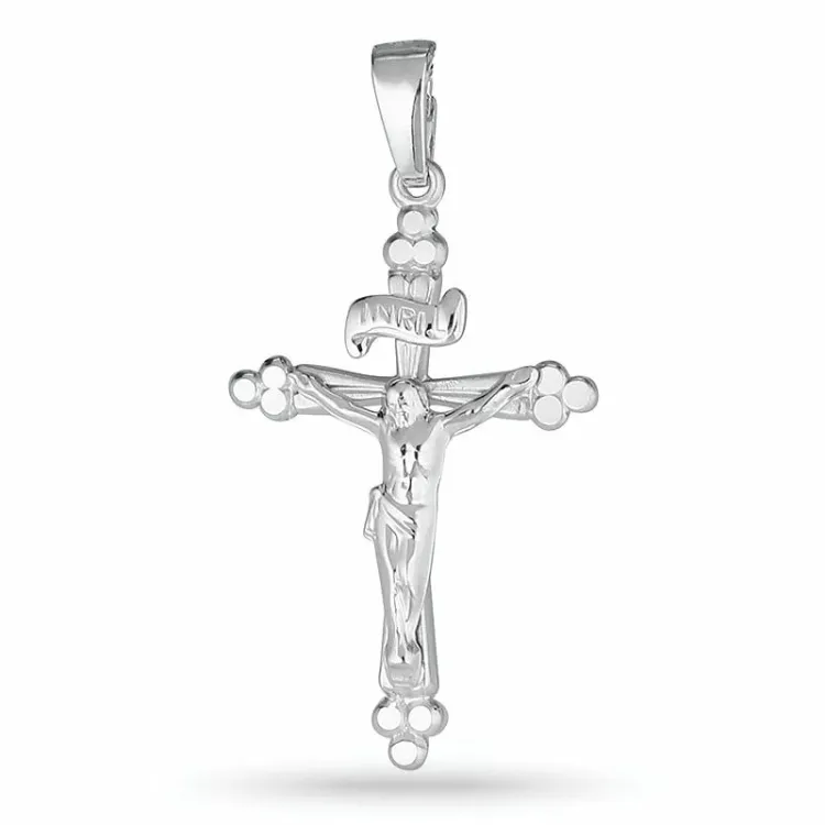 Jesus kors vedhæng i rhodineret sølv - Amoré