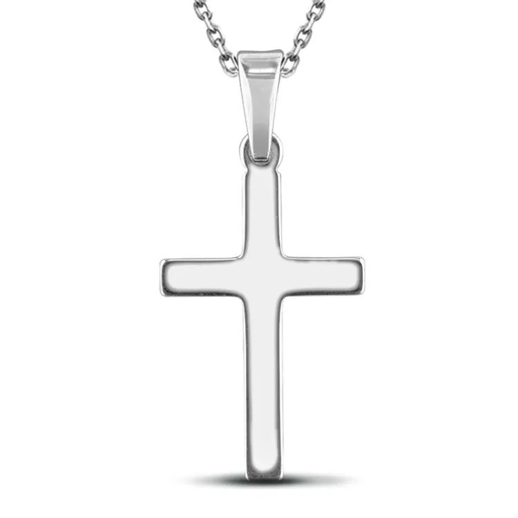 12 x 18 mm kors vedhæng med halskæde i sølv - Amoré